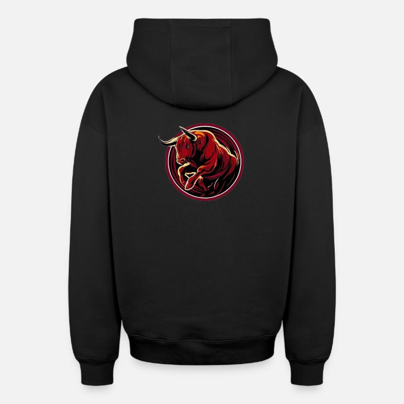 Taureau enragé - Sweat à capuche unisexe zippé oversize épais SPREAD - noir