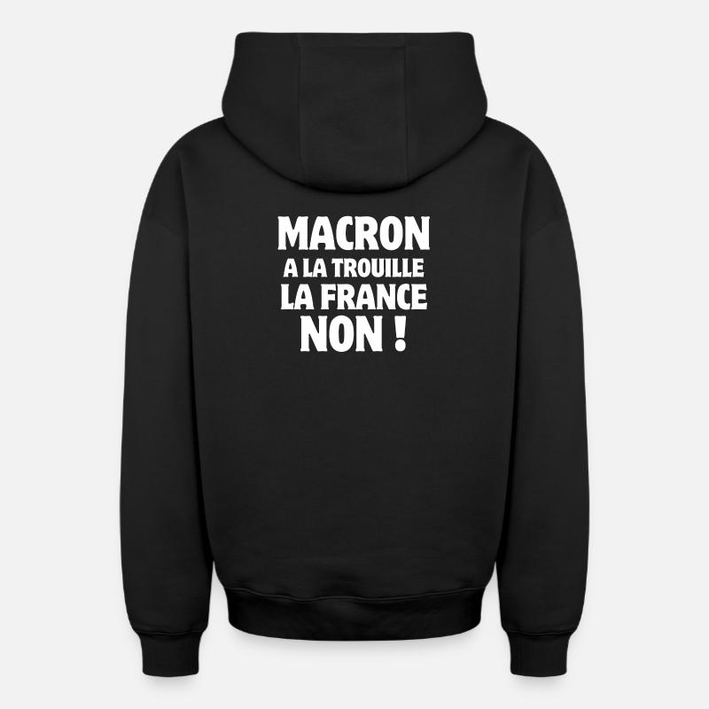 Macron, président de la république - Sweat à capuche unisexe zippé oversize épais SPREAD - noir