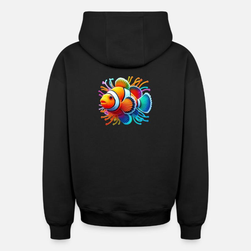 Poisson-clown - Sweat à capuche unisexe zippé oversize épais SPREAD - noir