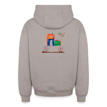 SUV Vision 1964 - Oversized Heavyweight Unisex Zip Hoodie - taupe - Back - AI Model Male 178 light (178cm)