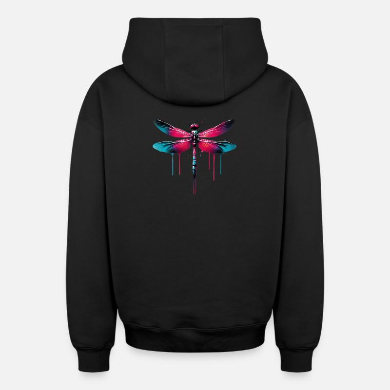 Libellule - Sweat à capuche unisexe zippé oversize épais SPREAD - noir
