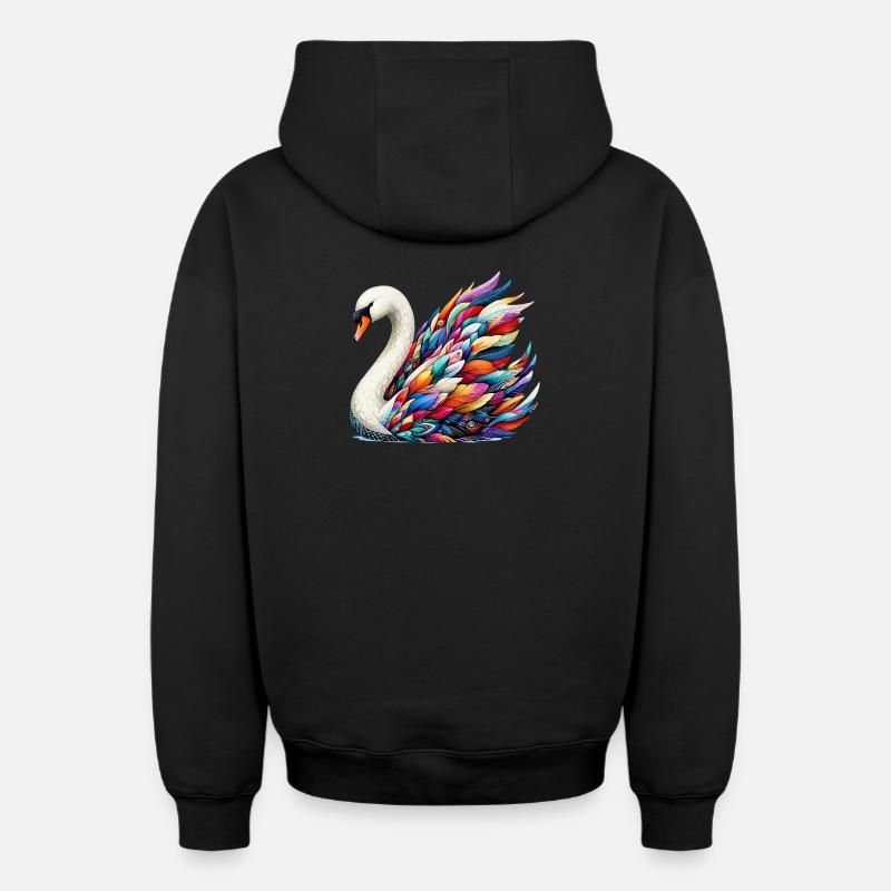 Cygne - Sweat à capuche unisexe zippé oversize épais SPREAD - noir