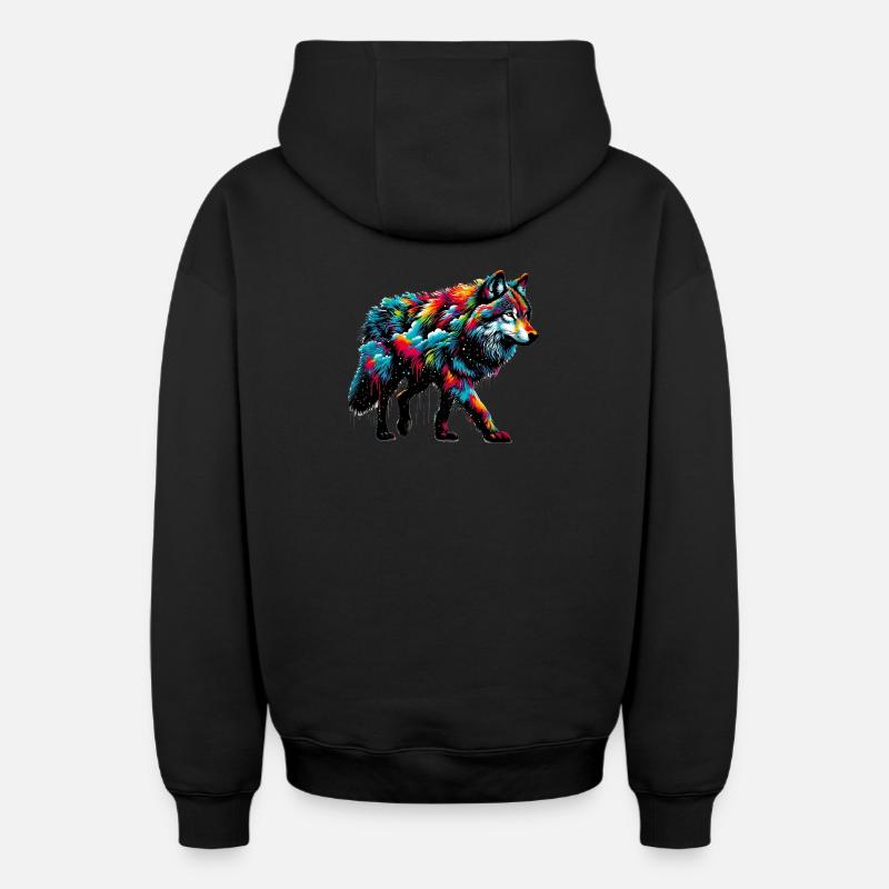 Loup - Sweat à capuche unisexe zippé oversize épais SPREAD - noir