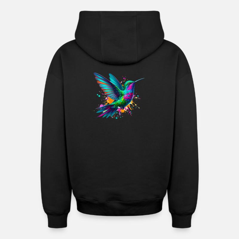 Colibri - Sweat à capuche unisexe zippé oversize épais SPREAD - noir