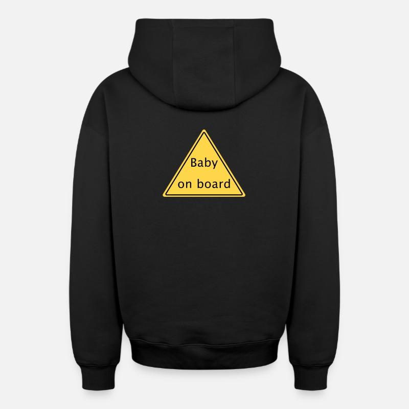Bébé à bord - Sweat à capuche unisexe zippé oversize épais SPREAD - noir