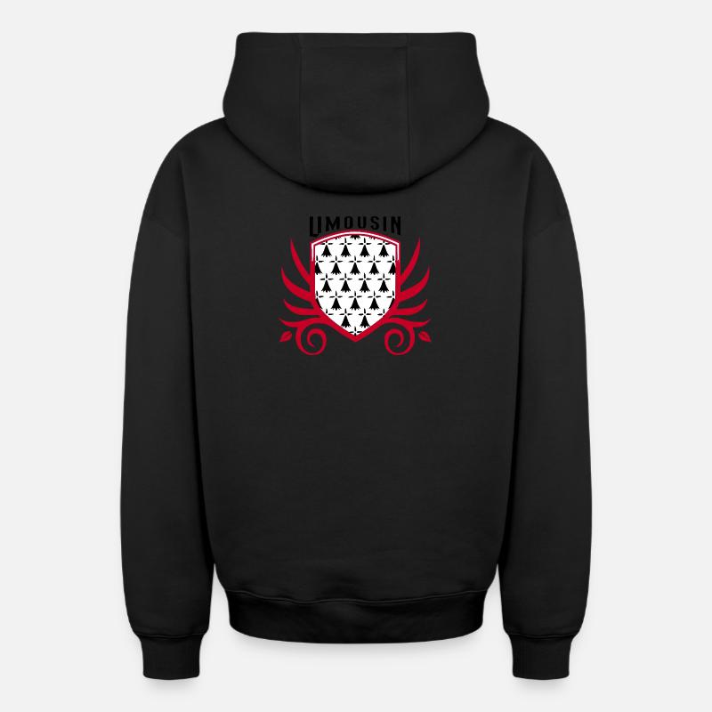 Limousin - Sweat à capuche unisexe zippé oversize épais SPREAD - noir