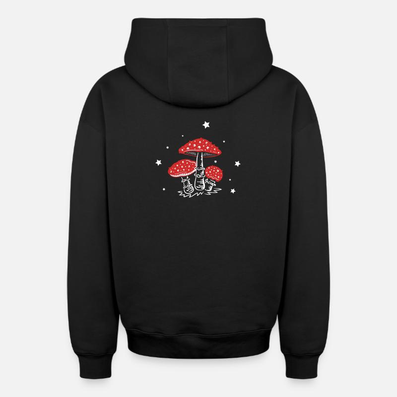 Champignons Champignons Champignons Amanita - Sweat à capuche unisexe zippé oversize épais SPREAD - noir