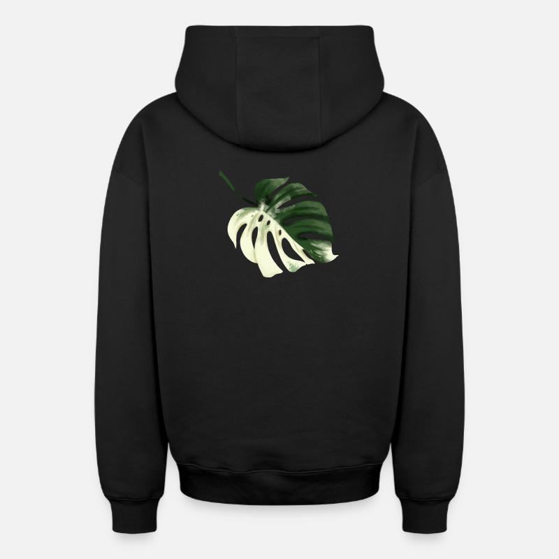 Conception premium Monstera - Sweat à capuche unisexe zippé oversize épais SPREAD - noir