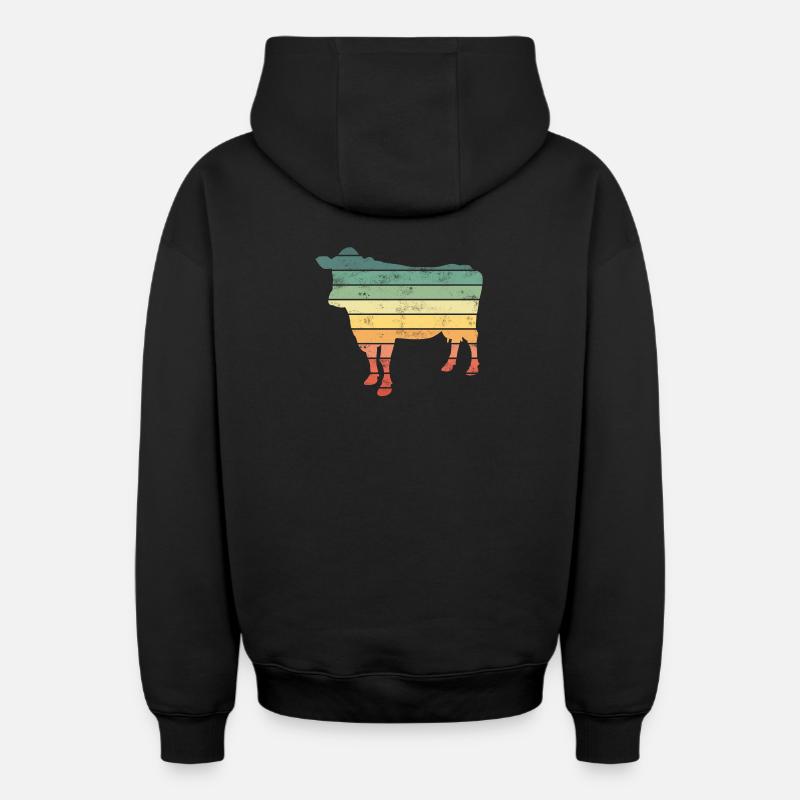Vaches - Sweat à capuche unisexe zippé oversize épais SPREAD - noir