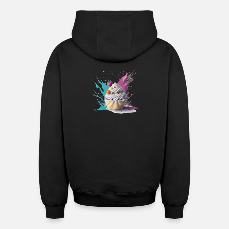 Cupcake sucré - Sweat à capuche unisexe zippé oversize épais SPREAD - noir