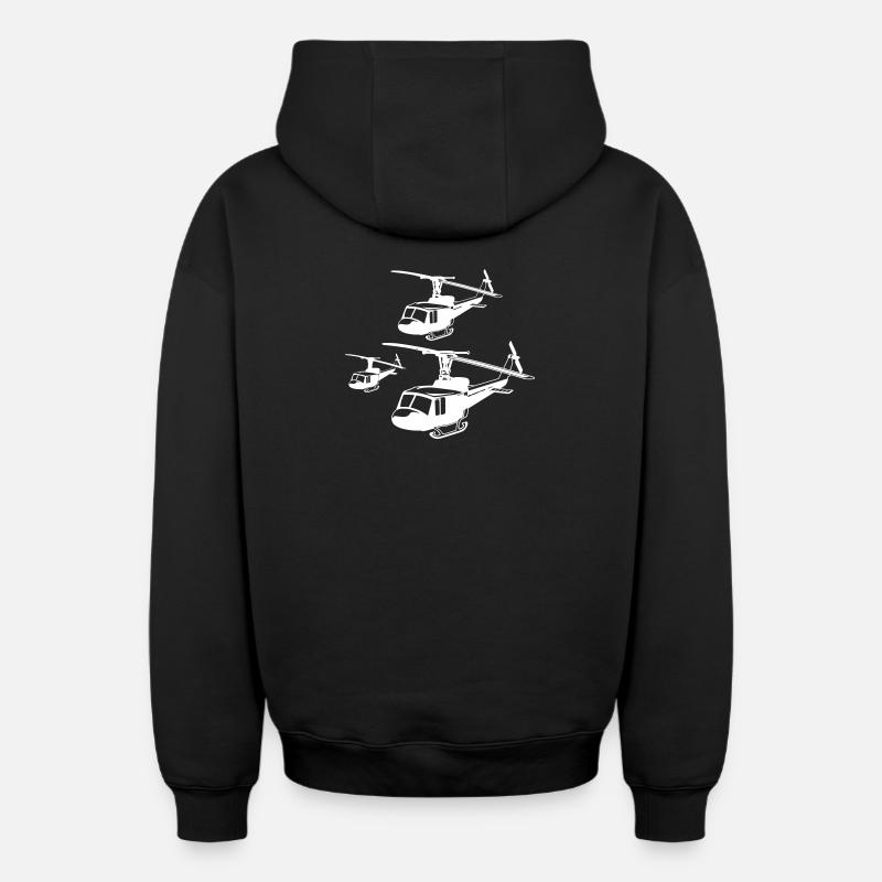 Hélicoptère - Sweat à capuche unisexe zippé oversize épais SPREAD - noir