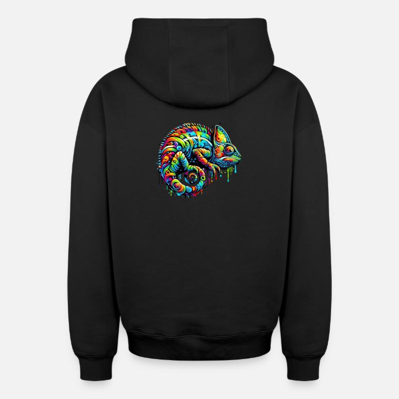 Caméléon - Sweat à capuche unisexe zippé oversize épais SPREAD - noir