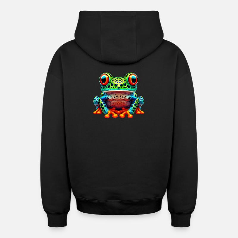 Grenouille - Sweat à capuche unisexe zippé oversize épais SPREAD - noir
