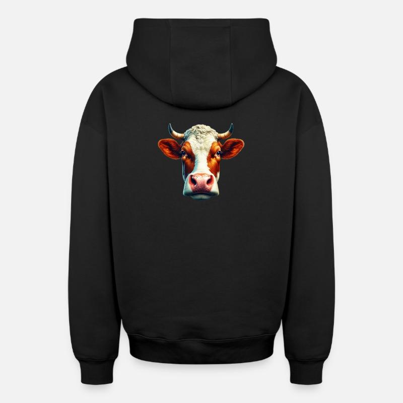 Vache - Sweat à capuche unisexe zippé oversize épais SPREAD - noir