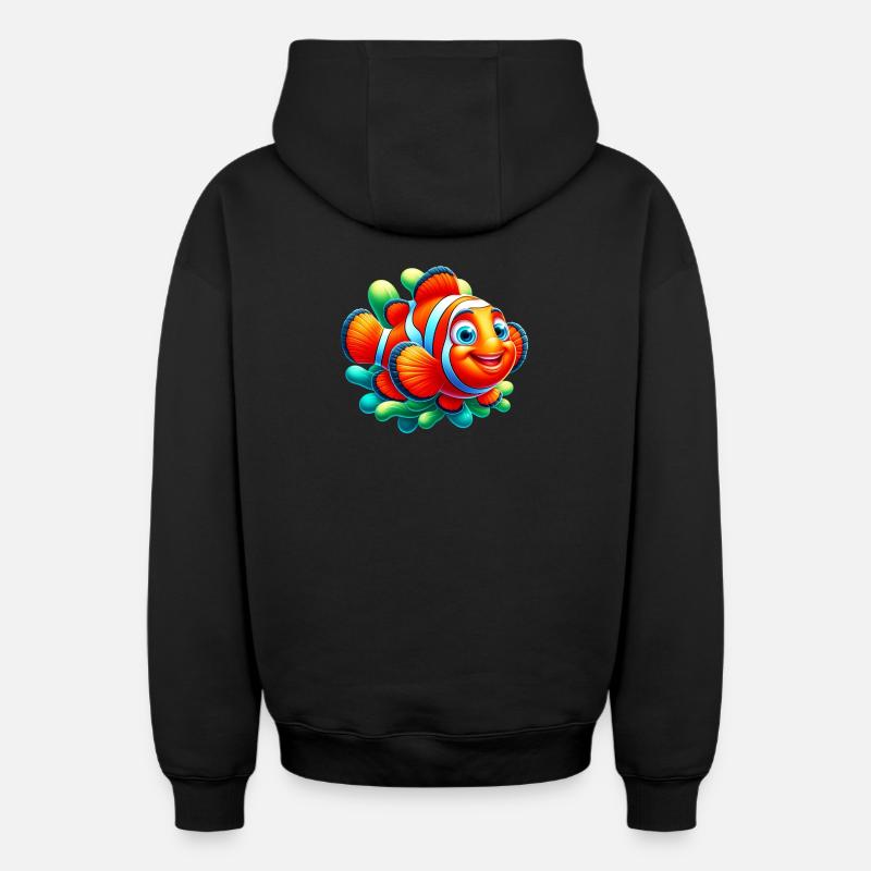 Poisson-clown - Sweat à capuche unisexe zippé oversize épais SPREAD - noir