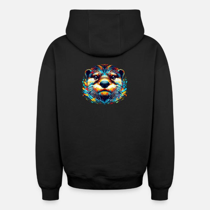 Loutre - Sweat à capuche unisexe zippé oversize épais SPREAD - noir