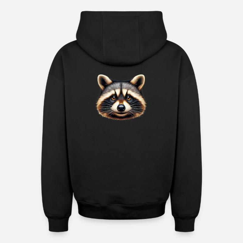 Raton laveur - Sweat à capuche unisexe zippé oversize épais SPREAD - noir