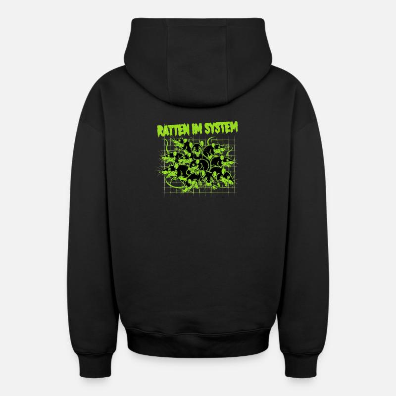 Rats dans le système - Punk - Sweat à capuche unisexe zippé oversize épais SPREAD - noir