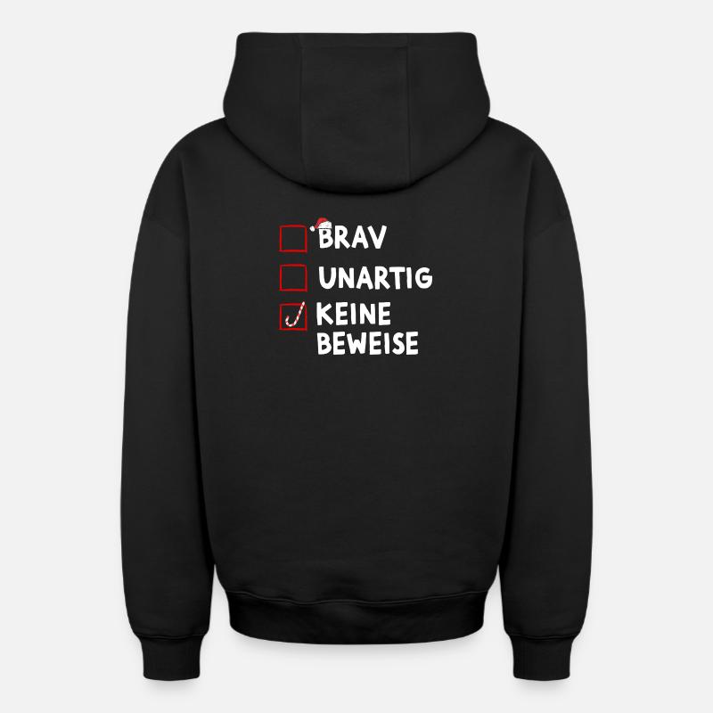 Drôle de Noël Père Noël - Sweat à capuche unisexe zippé oversize épais SPREAD - noir