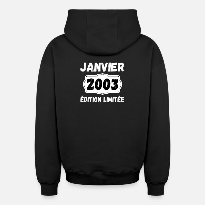 Janvier 2003 Édition Limitée Anniversaire - Sweat à capuche unisexe zippé oversize épais SPREAD - noir