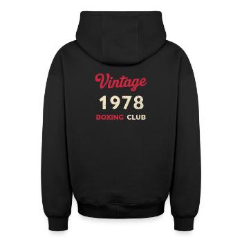 Vintage 1978 – Boxing Club Retro Geburtsjahr - Oversized Heavyweight Unisex Zip Hoodie - Schwarz - Hinten - AI Model Male 185 dark (185cm)