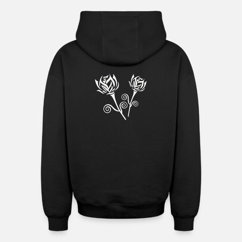 Roses - Sweat à capuche unisexe zippé oversize épais SPREAD - noir