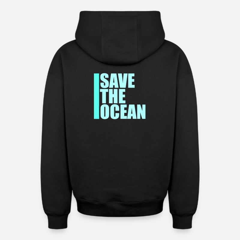 Déclaration environnementale pour l’activisme Sauver l’océan - Sweat à capuche unisexe zippé oversize épais SPREAD - noir