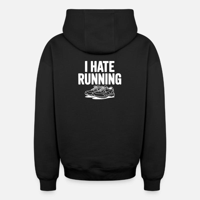 Je déteste courir - Sweat à capuche unisexe zippé oversize épais SPREAD - noir