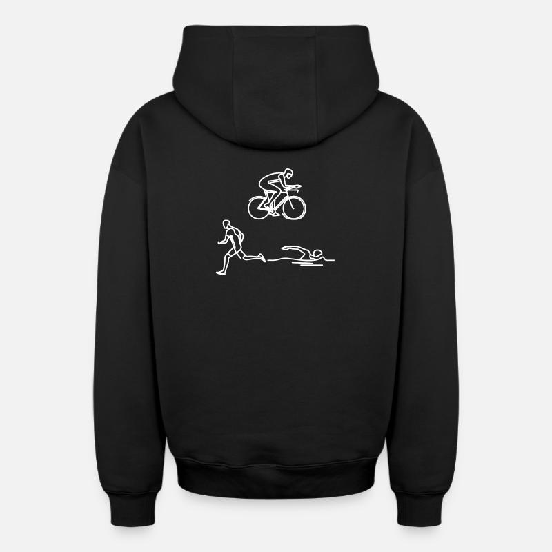 Triathlon Sketch - Sweat à capuche unisexe zippé oversize épais SPREAD - noir