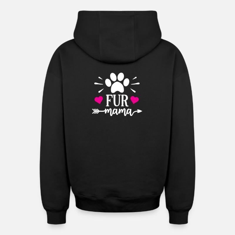 Maman à fourrure - Sweat à capuche unisexe zippé oversize épais SPREAD - noir