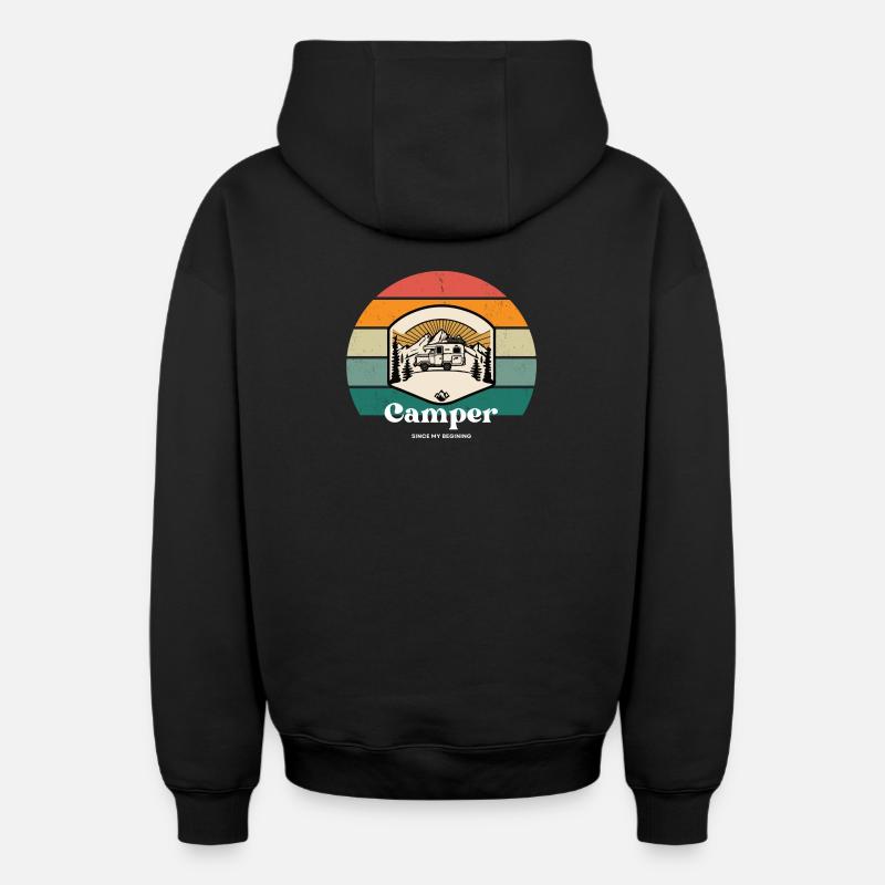 Camper since begining - Oversized Heavyweight Unisex Zip Hoodie - Schwarz