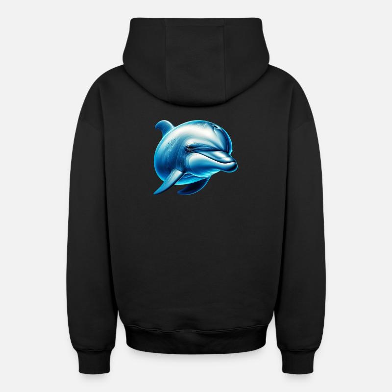 Dauphin - Sweat à capuche unisexe zippé oversize épais SPREAD - noir