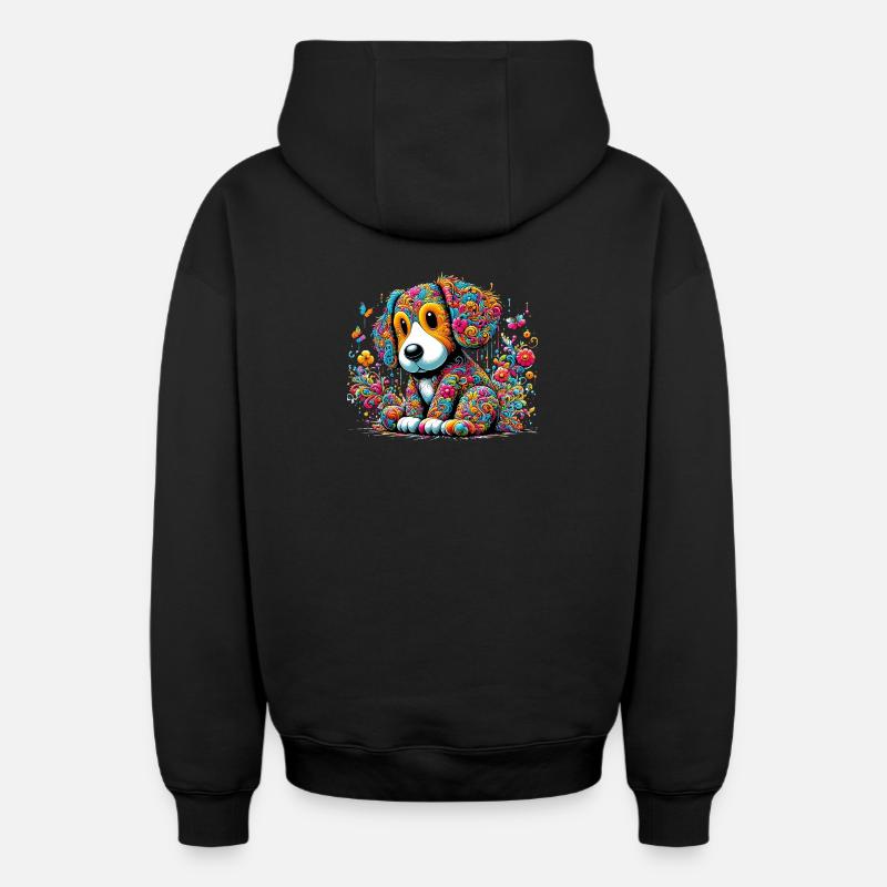 Chien - Sweat à capuche unisexe zippé oversize épais SPREAD - noir
