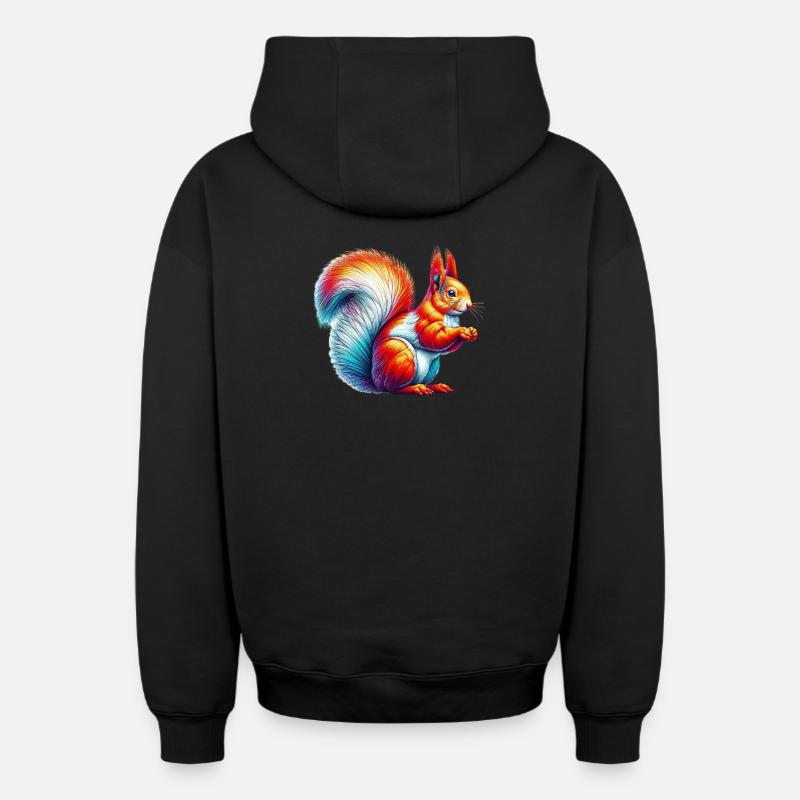Écureuil - Sweat à capuche unisexe zippé oversize épais SPREAD - noir