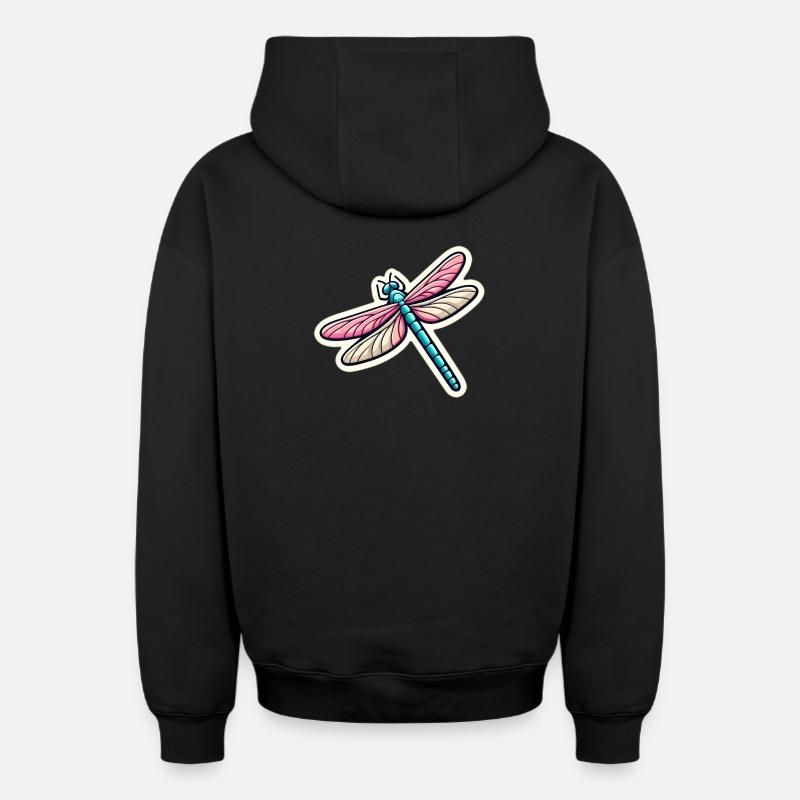 Libellule au pastel - Sweat à capuche unisexe zippé oversize épais SPREAD - noir