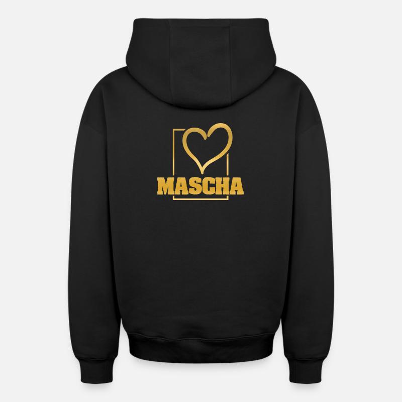 Masha comme cœur - Sweat à capuche unisexe zippé oversize épais SPREAD - noir