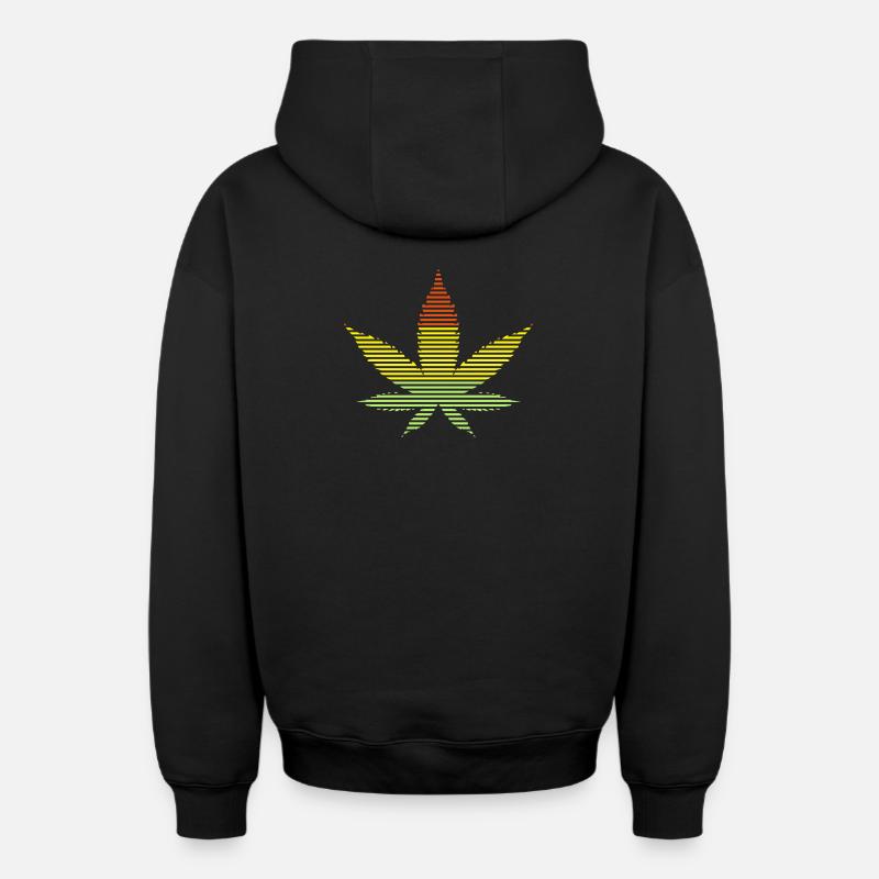 feuille de cannabis - Sweat à capuche unisexe zippé oversize épais SPREAD - noir
