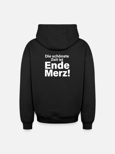 Ende Merz Typo Statement - Oversized Heavyweight Unisex Zip Hoodie - Schwarz