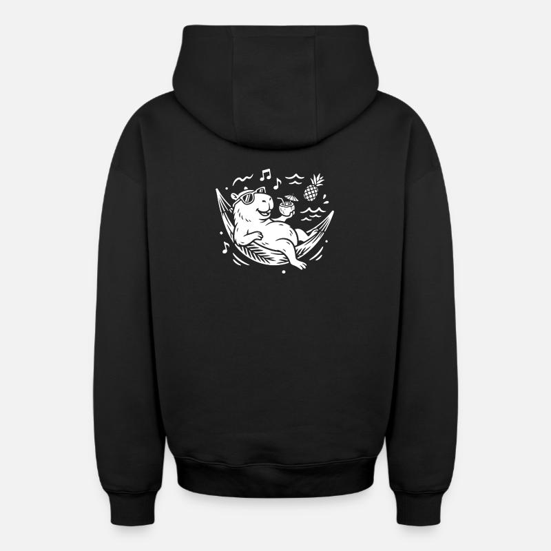 Détente au hamac de capy - Sweat à capuche unisexe zippé oversize épais SPREAD - noir