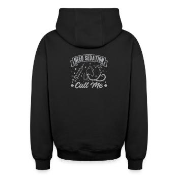 Anesthesiologist Need Sedation Anesthesia - Oversized Heavyweight Unisex Zip Hoodie - black - Back - AI Model Male 185 dark (185cm)