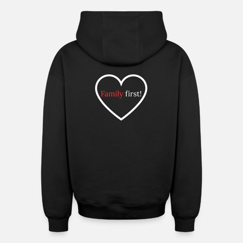 La famille d’abord ! – Cœur - Sweat à capuche unisexe zippé oversize épais SPREAD - noir