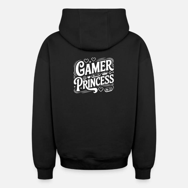 Princesse Gamer - Sweat à capuche unisexe zippé oversize épais SPREAD - noir