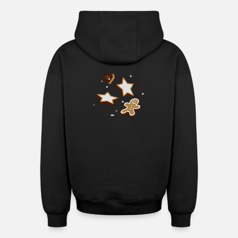 Biscuits de Noël - Sweat à capuche unisexe zippé oversize épais SPREAD - noir