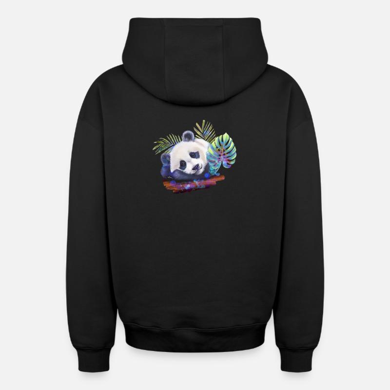Panda - Sweat à capuche unisexe zippé oversize épais SPREAD - noir