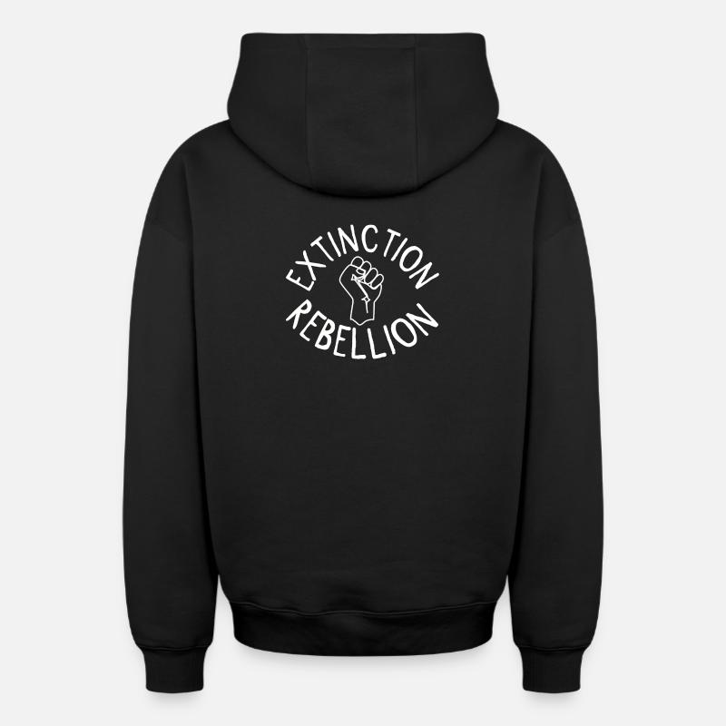 Extinction Rebellion Faust - Sweat à capuche unisexe zippé oversize épais SPREAD - noir