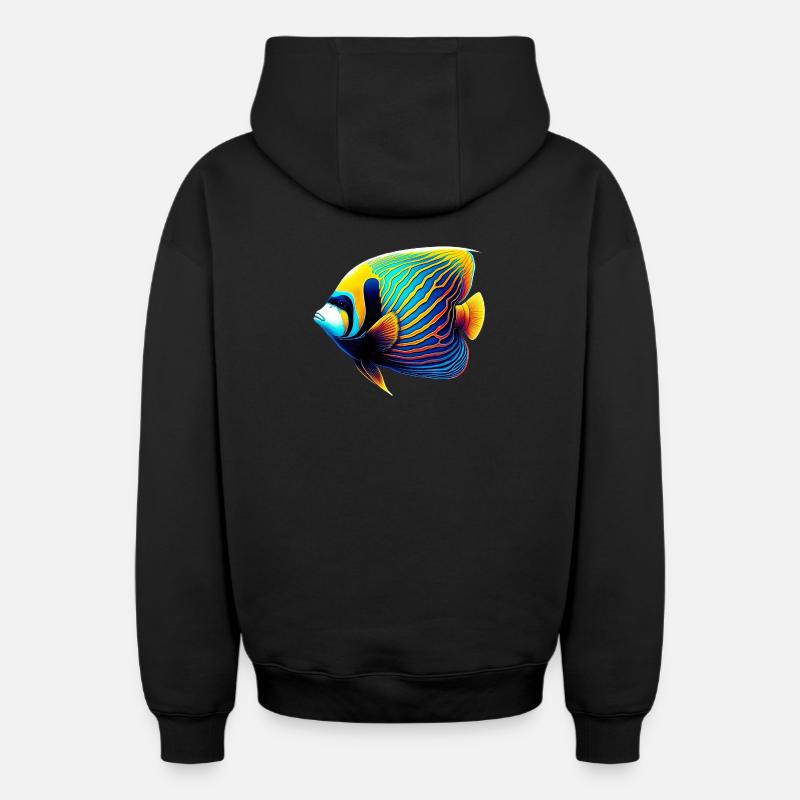 Poisson ange empereur - Sweat à capuche unisexe zippé oversize épais SPREAD - noir