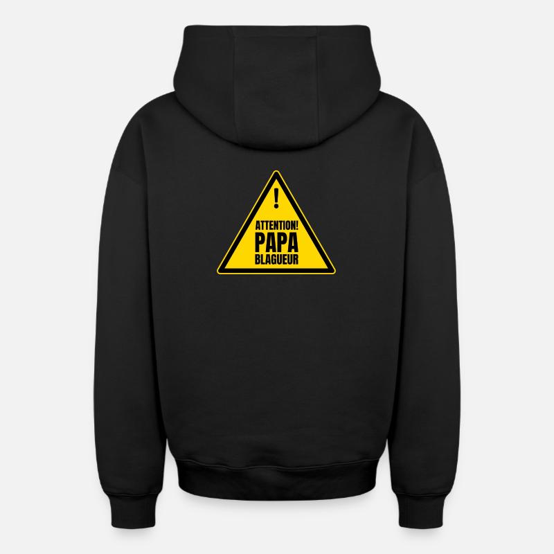 Attention! papa blagueur - Sweat à capuche unisexe zippé oversize épais SPREAD - noir