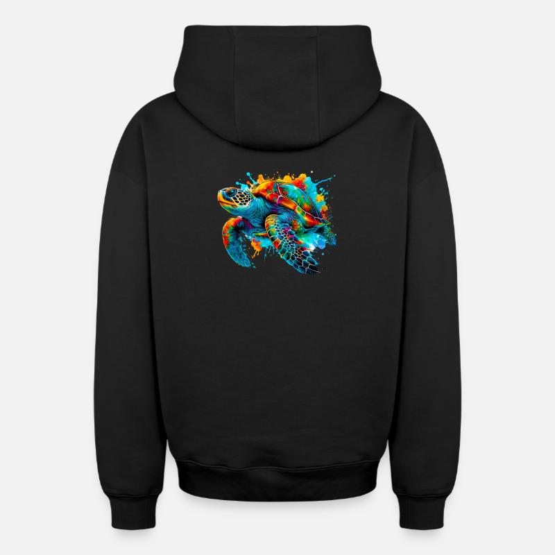 Tortue - Sweat à capuche unisexe zippé oversize épais SPREAD - noir