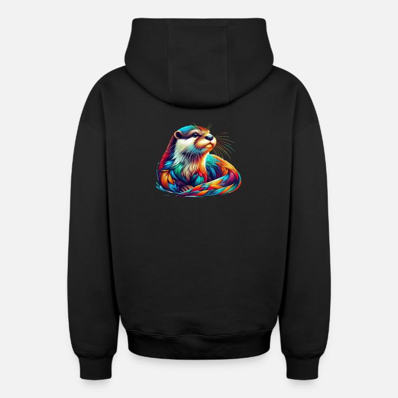 Loutre - Sweat à capuche unisexe zippé oversize épais SPREAD - noir