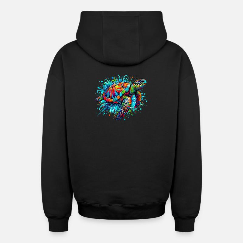 Tortue - Sweat à capuche unisexe zippé oversize épais SPREAD - noir